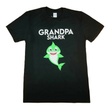 Rövid ujjú férfi póló cápás mintával "Grandpa shark" felirattal gyerek póló