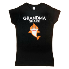  Rövid ujjú női póló cápás mintával &quot;Grandma shark&quot; felirattal női póló