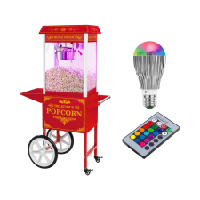 ROYAL CATERING Popcorn készítő gép kocsival és LED világítással - Retro-Design - piros popcorn készítőgép