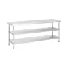 ROYAL CATERING Rozsdamentes acél asztal - 200 x 60 x 5 cm - 231 kg - 2 polc - Royal Catering