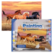 Royal & Langnickel Számozott kifestő készlet, akrilfesték+ecset, 29x39 cm - Vadlovak akrilfesték