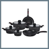  Royalty Line – 10 Részes Indukciós Edénykészlet Márvány Bevonattal szilikon fogantyúval, fekete RL-T10BLK