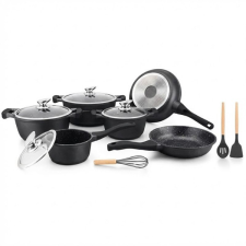  Royalty Line Márvány Bevonatos 10 részes Edénykészlet | Fekete RL-BS1010B edény