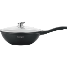 Royalty Line wok 28 cm, márvány kivitel, indukciós, fekete, üvegfedő edény