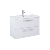 Royo Polska Elita Roma Plus Szett Kompakt fürdőszobaszekrény, 2 fiókkal, mosdóval (80 cm), Magasfényű fehér