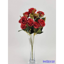  Rózsa 10 fejes selyem csokor 31 cm - Piros dekoráció