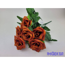  Rózsa 7 ágú selyem csokor 40 cm - Antik Narancs dekorációs kellék