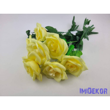  Rózsa 7 ágú selyem csokor 40 cm - Vajsárga dekorációs kellék