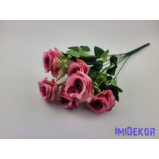  Rózsa 7 ágú selyemvirág csokor 42cm - Pinkes dekorációs kellék