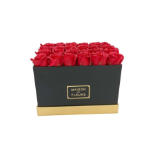  Rózsa Box Szögletes 30 Szál Fekete-Vörös ajándéktárgy