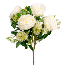  Rózsa csokor 5v. krém M58cm 48db/# dekorációs kellék