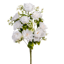  Rózsa/dália csokor féloldalas 9v. fehér,krém M50cm 24db/# dekorációs kellék