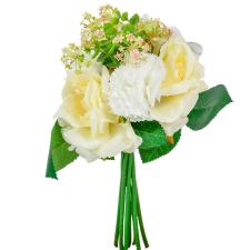  Rózsa, hortenzia szegfű köteg 7v. krém M30cm 24db/# dekorációs kellék