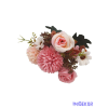  Rózsa-Krizantém vegyes selyemvirág csokor 31cm - Rózsaszín