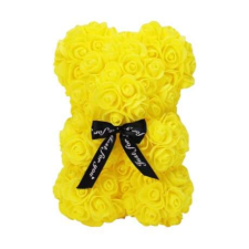  Rózsa maci, örök virág maci díszdobozban 25 cm - sárga ajándéktárgy
