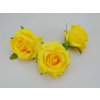  Rózsa minőségi selyemvirág fej 6 cm - Sárga