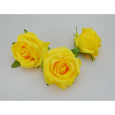  Rózsa minőségi selyemvirág fej 6 cm - Sárga dekoráció
