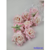  Rózsa nyílott selyemvirág fej 8 cm - Babarózsaszín-Krém