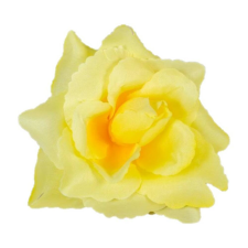  Rózsa nyílott selyemvirág fej nyílt rózsafej 10 cm - Sárga dekoráció