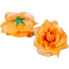  Rózsa nyílott selyemvirág fej nyílt rózsafej 10 cm - Világos Fehér-Narancs dekoráció