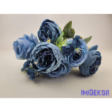  Rózsa-peónia 9 ágú selyemvirág csokor 46cm - Kék dekorációs kellék