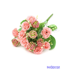  Rózsa selyem csokor díszítővel 29cm - Sötét Rózsaszín dekorációs kellék