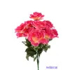  Rózsa selyemvirág csokor 46cm - Pink