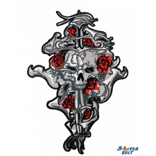  Rózsás koponya hátfelvarró, nagyméretű ajándéktárgy