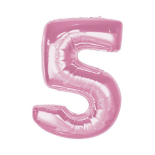 Rózsaszín 5-ös Light Pink szám fólia lufi 92 cm party kellék