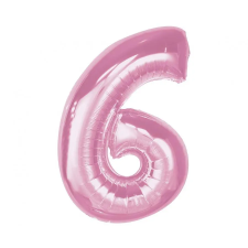  Rózsaszín 6-os Light Pink szám fólia lufi 92 cm party kellék