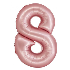Rózsaszín 8-as Light Pink Mat szám fólia lufi 76 cm party kellék
