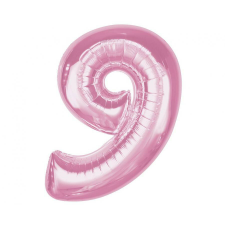 Rózsaszín 9-es Light Pink szám fólia lufi 92 cm party kellék