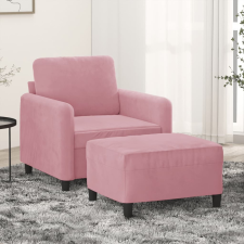  Rózsaszín bársony kanapéfotel lábtartóval 60 cm bútor