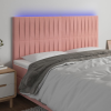  rózsaszín bársony LED-es fejtámla 160x5x118/128 cm