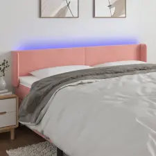  Rózsaszín bársony LED-es fejtámla 163x16x78/88 cm ágy és ágykellék