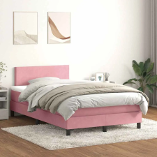  rózsaszín bársony rugós és LED-es ágy matraccal 120x220 cm ágy és ágykellék