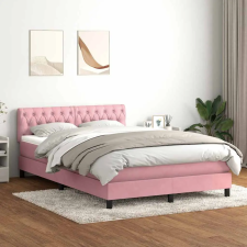  rózsaszín bársony rugós és LED-es ágy matraccal 160x210 cm ágy és ágykellék