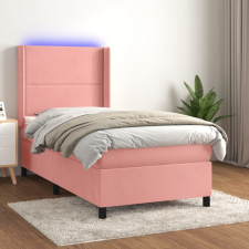 rózsaszín bársony rugós és LED-es ágy matraccal 90x190 cm ágy és ágykellék