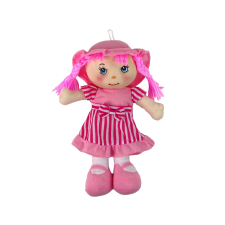 Rózsaszín csíkos rongybaba 28 cm baba
