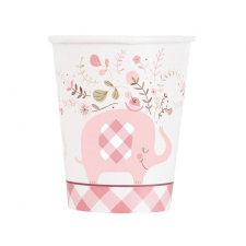Rózsaszín Elefánt Floral papír pohár 8 db-os 266 ml party kellék