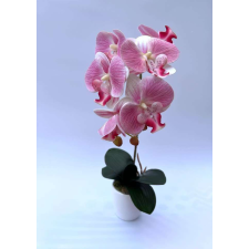  Rózsaszín élethű orchidea-kerámia kaspóval ajándéktárgy