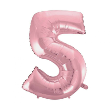 Rózsaszín Light Pink 5-ös szám fólia lufi 92 cm party kellék