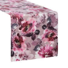  Rózsaszín virágmintás bársony asztali futó 35x140 cm party kellék