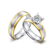  Rozsdamentes acél férfi karikagyűrű aranyozással,10-es méret gyűrű
