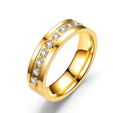  Rozsdamentes acél női karikagyűrű cirkóniumkristállyal, arany, 7-es méret gyűrű