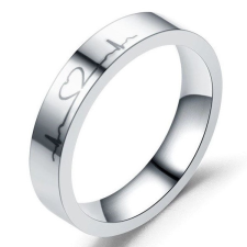  Rozsdamentes acél női karikagyűrű, EKG-jellel, 9-es méret gyűrű