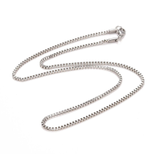  Rozsdamentes acél szögletes box chain férfi nyaklánc, 51 cm x 2 mm nyaklánc
