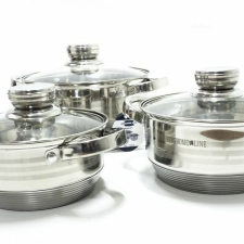  Rozsdamentes edénykészlet 6 részes (1.6 - 2.2 - 3.1 liter ) konyhai eszköz