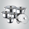  Rozsdamentes edénykészlet serpenyővel 12 részes (2x2.1liter-2.9liter-3.9liter-6.5liter-serp:3.4liter)