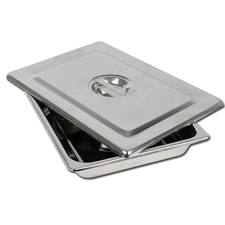  Rozsdamentes műszertálca fedéllel sarkos 30x19 cm gyógyászati segédeszköz